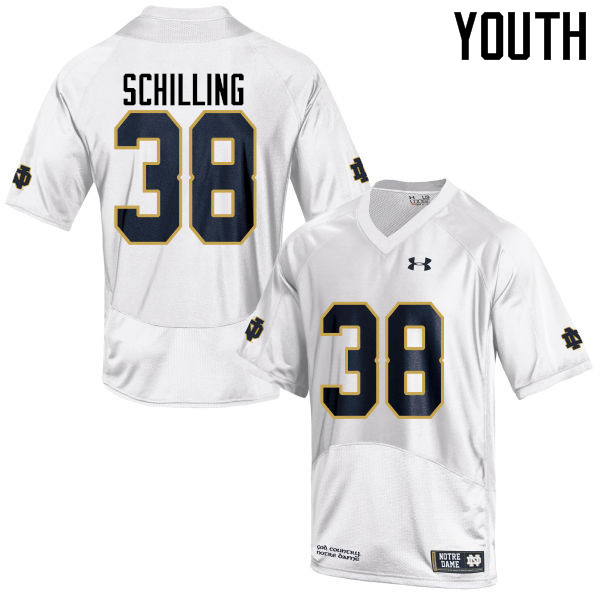 Youth #38 Christopher Schilling Notre Dame Fighting Irish College Football Jerseys-White - Click Image to Close
